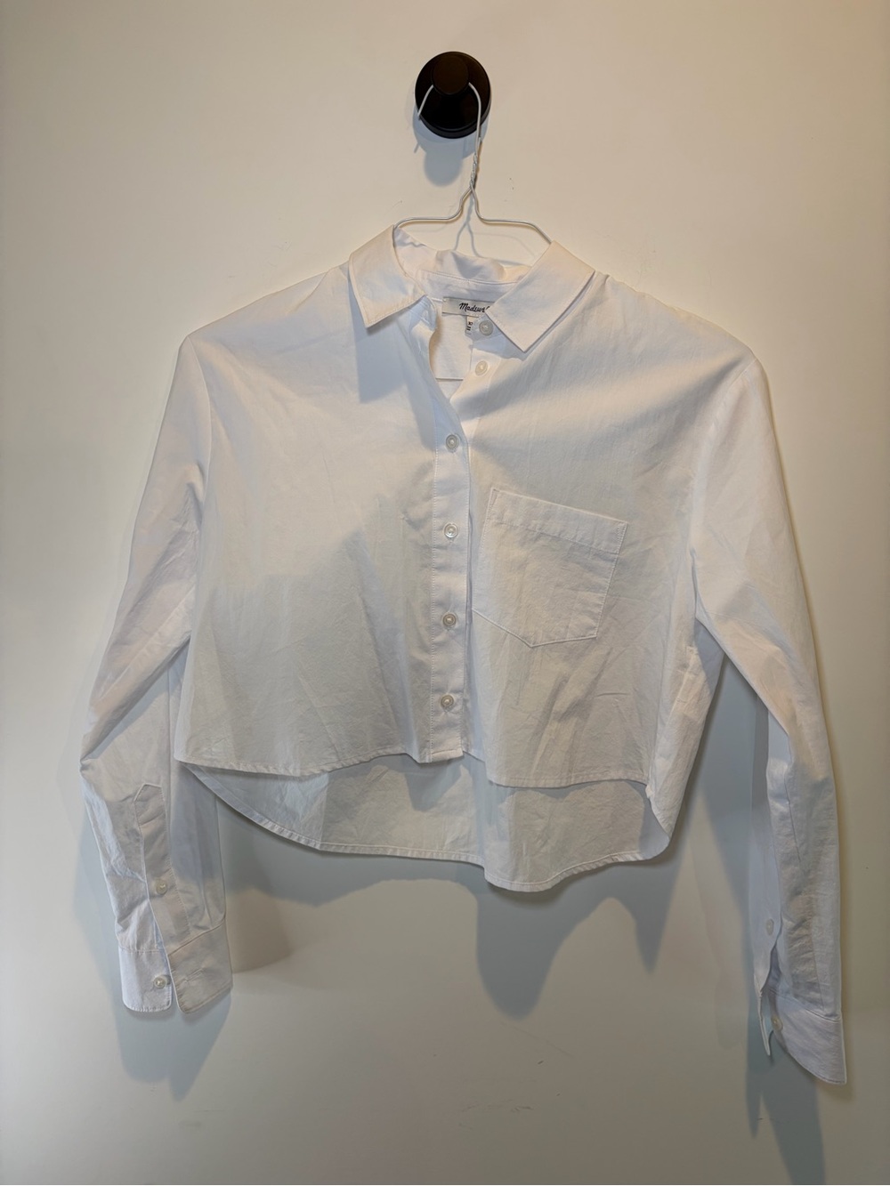Madewell White Cropped Button-Up Shirt